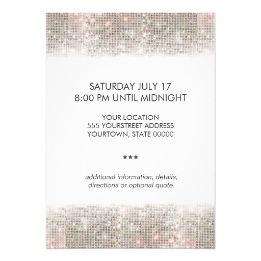 Sparkly Silver Faux Sequins Festive Party Personalized Invites