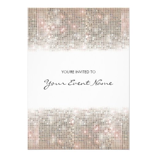 Sparkly Silver Faux Sequins Festive Party Personalized Invites (front side)