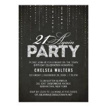 Sparkly Silver Glitter 21 Again Party Invitation