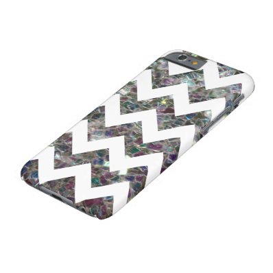 Sparkly silver mosaic + White Chevron iPhone 6 Barely There iPhone 6 Case