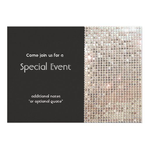 Sparkly Silver Sequins Festive Fun Party Announcement (front side)
