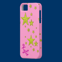 sparkly star glitter pink gold iphone 5 cover case casemate cases