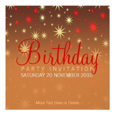 Sparkly Stars Party Birthday Invitation