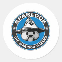 Sparlock the Warrior Wizard Round Sticker