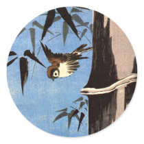 Sparrow and Bamboo, Ando Hiroshige Stickers