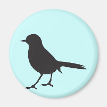Sparrow bird black & white silhouette tiffany blue refrigerator magnets