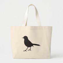 Sparrow bird black & white silhouette tote bag