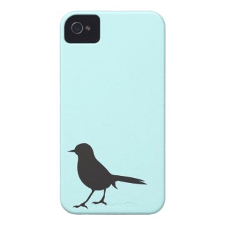 Sparrow bird silhouette black & tiffany blue case