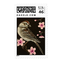 Sparrow & Cherry Blossoms stamps