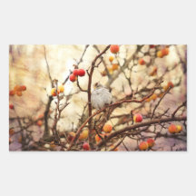 Sparrow in a Crab Apple Tree Rectangle Sticker