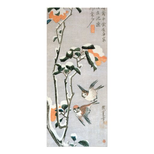 Sparrows and Camellia in Snow by Ando Hiroshige Custom Announcements