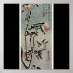 Sparrows and Camellias in the Snow circa 1830's posters