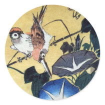 Sparrows and Morning Glory, Hiroshige Stickers
