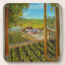 Sparrows on the windowsill coasters