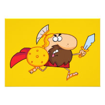 Spartan-Gladiator-Running-With-a-Sword-and-Shield Personalized Invitations