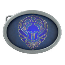 Spartan Greek Warrior Blue and Gold Belt Buckle