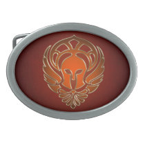 Spartan Greek Warrior Orange and Gold Belt Buckle