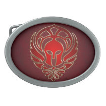Spartan Greek Warrior Red and Gold Belt Buckle