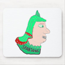 Spartan Head Logo Green and Peach Mouse Pad
