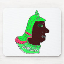 Spartan Head Logo Neon Green and Black Mouse Pad