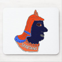 Spartan Head Logo Orange and Navy Mousepad