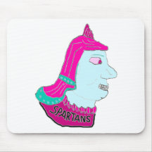 Spartan Head Logo Pink and Light Blue Mouse Pads