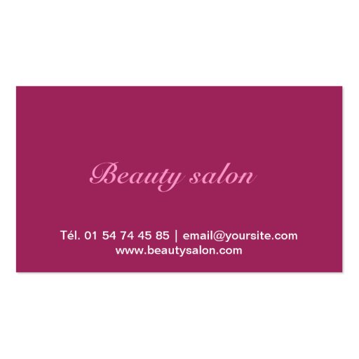 Spas and beauty parlour calling card business cards (back side)