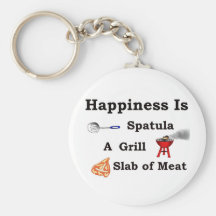 spatula grill and a slab of meat key chains