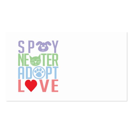Spay Neuter Adopt Love 2 Business Cards (front side)