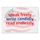 speak freely, write candidly, read endlessly card