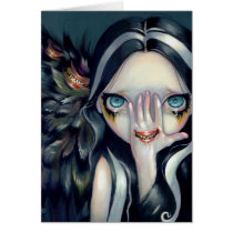 artsprojekt, art, seer, crow, raven, angel, surreal, eye, gothic angel, witch, witches, creepy, wing, wings, mouth, teeth, fangs, tooth, fang, yokai, fantasy, eyes, big eye, big eyed, jasmine, becket-griffith, becket, griffith, jasmine becket-griffith, jasmin, strangeling, artist, goth, gothic, fairy, gothic fairy, faery, fairies, faerie, Card with custom graphic design