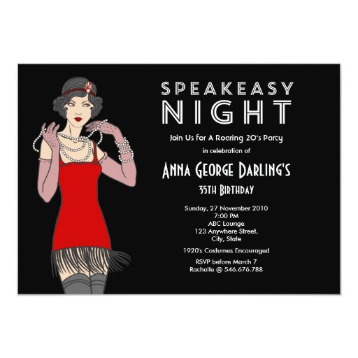 Speakeasy Night Party Roaring 20's Card Zazzle