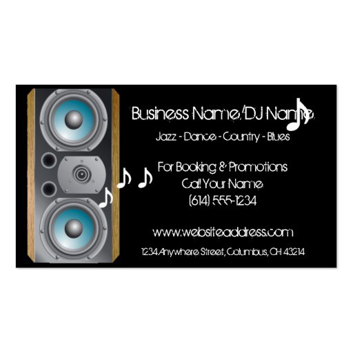 Speaker Music Notes (Music or DJ) Business Cards (front side)