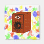 Speaker Single Grunged Graphic Red Brown Refrigerator Magnet