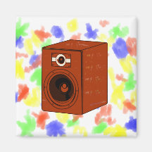 Speaker Single Grunged Graphic Red Brown Refrigerator Magnet