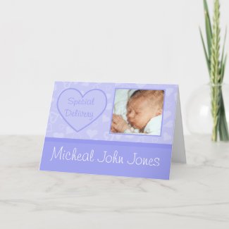 Special Delivery Baby Boy Birth Announcements card