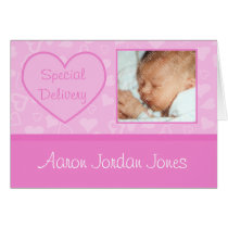 Special Delivery Baby Girl Birth Announcements cards
