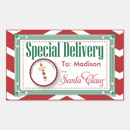 Special Delivery Christmas sticker gift tag