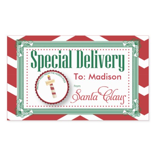 Special Delivery Christmas sticker gift tag | Zazzle