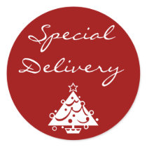 Special Delivery Christmas Sticker Red by mariannegilliand Special Delivery Christmas Sticker Red