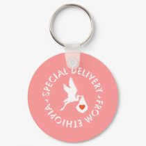 Special Delivery - Keychain - Pink by AdoptTees Special Delivery - Keychain - Pink