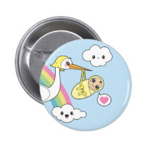 Special Delivery - Stork & Baby buttons