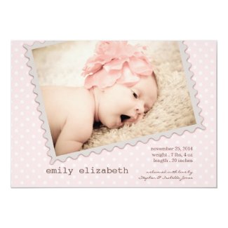Special Delivery Sweet Baby Girl Photo Birth 5x7 Paper Invitation Card