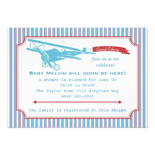 Special Delivery Vintage Airplane Announcement (front side)