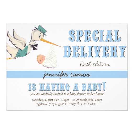 Special Delivery - Vintage Stork Custom Invite