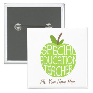 Special Education Teacher Green Apple Button