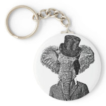 special, funny, keychain, cool, elephant, retro, dandy, urban, wild, humor, original, keychains, geek, vintage, old school, fun, Keychain with custom graphic design