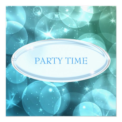Special Event Elegant Silver Blue Star Bubbles Personalized Invite