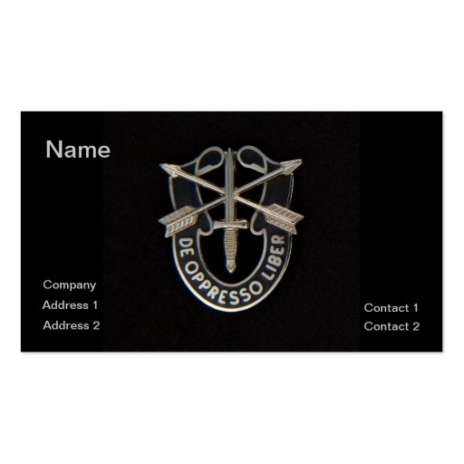 Special Forces DUI Business Cards (front side)