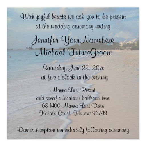 Special Romantic Beach Wedding Custom Invites